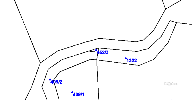 Parcela st. 452/3 v KÚ Žlebské Chvalovice, Katastrální mapa
