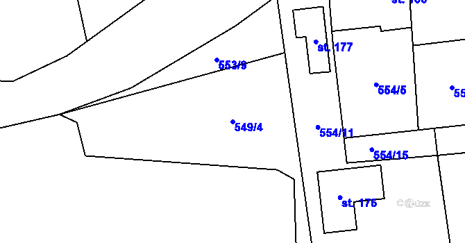 Parcela st. 549/4 v KÚ Žlebské Chvalovice, Katastrální mapa