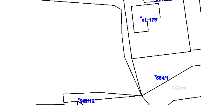 Parcela st. 549/5 v KÚ Žlebské Chvalovice, Katastrální mapa