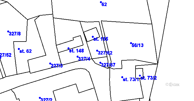 Parcela st. 327/62 v KÚ Žlebské Chvalovice, Katastrální mapa