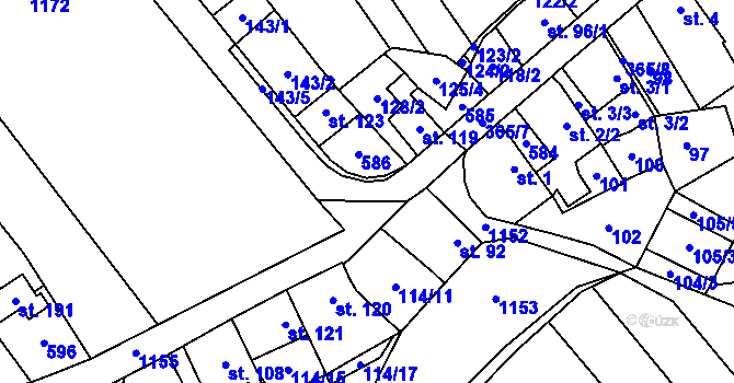 Parcela st. 365/17 v KÚ Žlebské Chvalovice, Katastrální mapa
