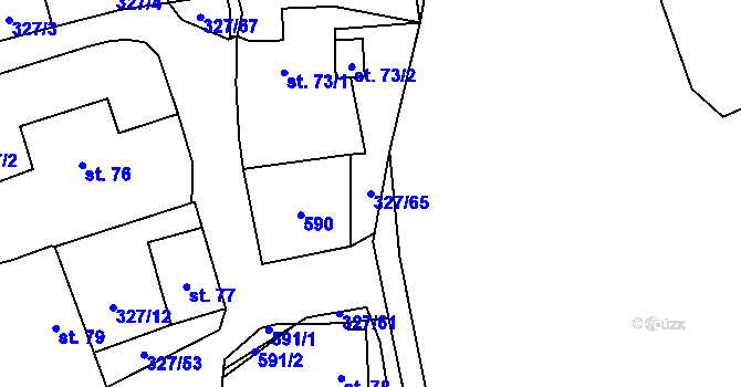 Parcela st. 327/65 v KÚ Žlebské Chvalovice, Katastrální mapa
