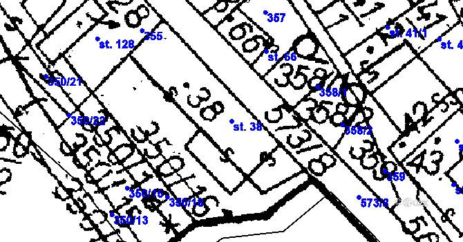 Parcela st. 38 v KÚ Zehuby, Katastrální mapa