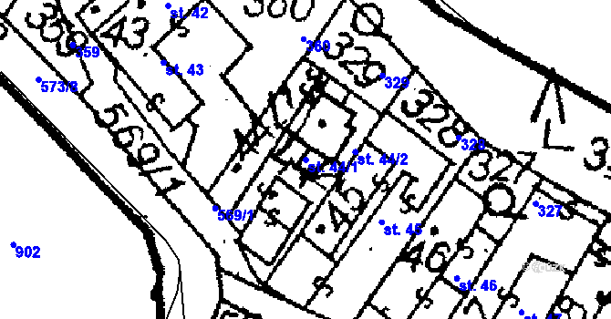 Parcela st. 44/1 v KÚ Zehuby, Katastrální mapa