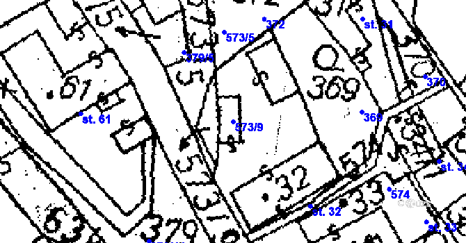 Parcela st. 573/9 v KÚ Zehuby, Katastrální mapa
