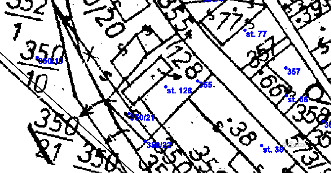 Parcela st. 128 v KÚ Zehuby, Katastrální mapa
