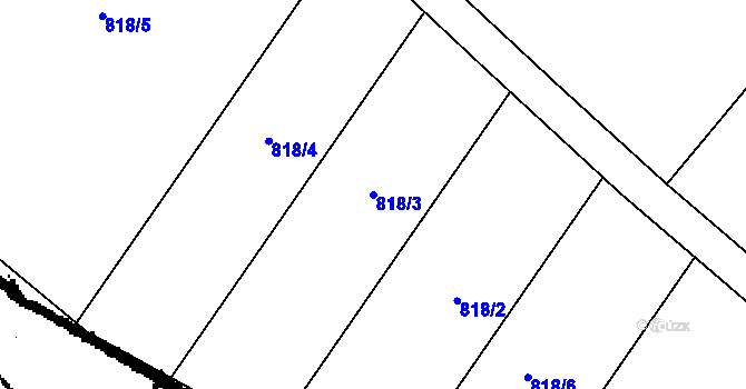 Parcela st. 818/3 v KÚ Zehuby, Katastrální mapa