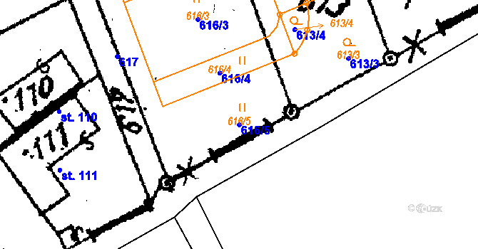Parcela st. 616/5 v KÚ Zehuby, Katastrální mapa