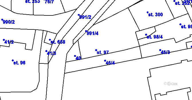 Parcela st. 97 v KÚ Žleby, Katastrální mapa