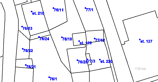 Parcela st. 126 v KÚ Žleby, Katastrální mapa