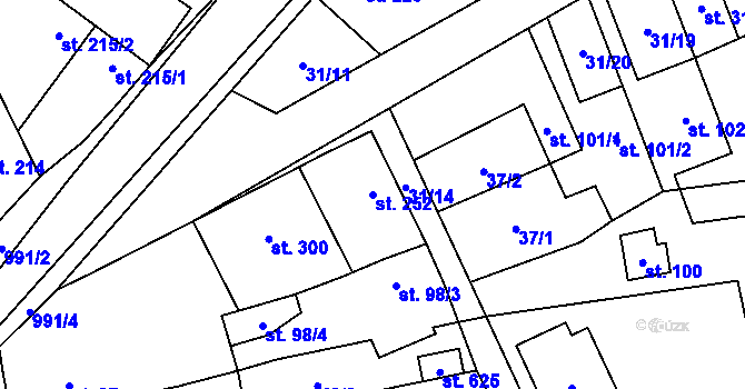 Parcela st. 252 v KÚ Žleby, Katastrální mapa
