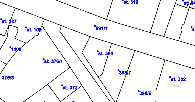 Parcela st. 321 v KÚ Žleby, Katastrální mapa