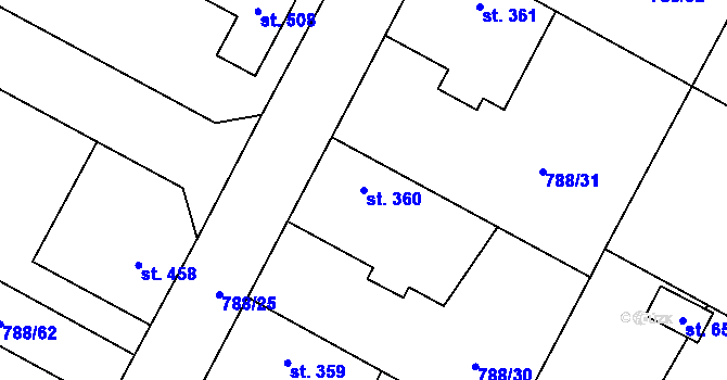 Parcela st. 360 v KÚ Žleby, Katastrální mapa