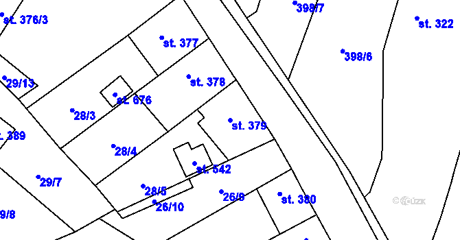 Parcela st. 379 v KÚ Žleby, Katastrální mapa