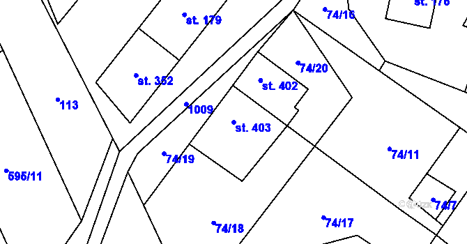 Parcela st. 403 v KÚ Žleby, Katastrální mapa