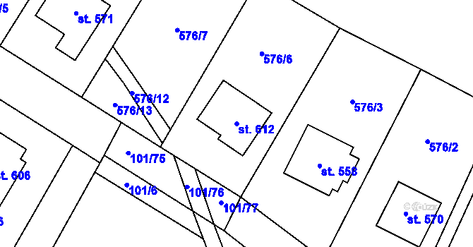 Parcela st. 612 v KÚ Žleby, Katastrální mapa