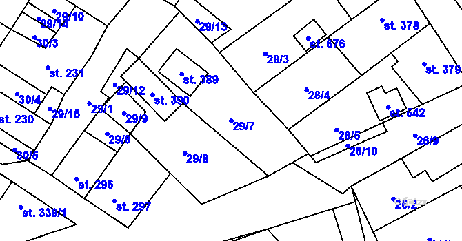 Parcela st. 29/7 v KÚ Žleby, Katastrální mapa