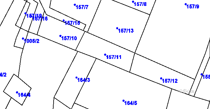 Parcela st. 157/11 v KÚ Žleby, Katastrální mapa