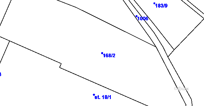 Parcela st. 168/2 v KÚ Žleby, Katastrální mapa