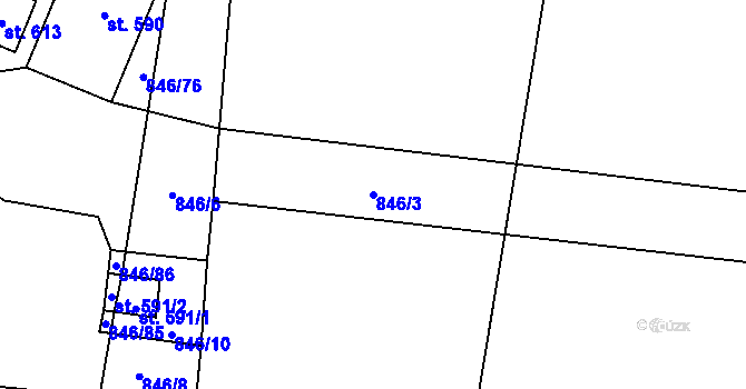 Parcela st. 846/3 v KÚ Žleby, Katastrální mapa