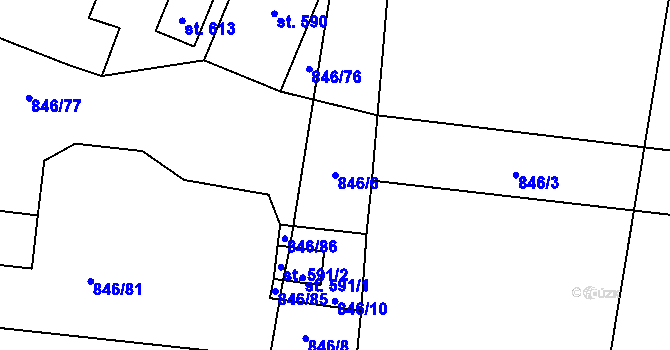 Parcela st. 846/6 v KÚ Žleby, Katastrální mapa