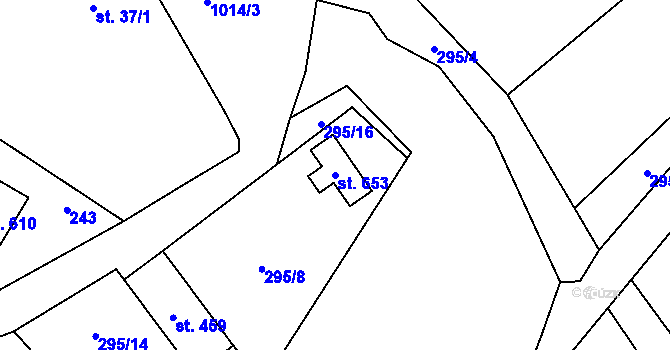 Parcela st. 653 v KÚ Žleby, Katastrální mapa