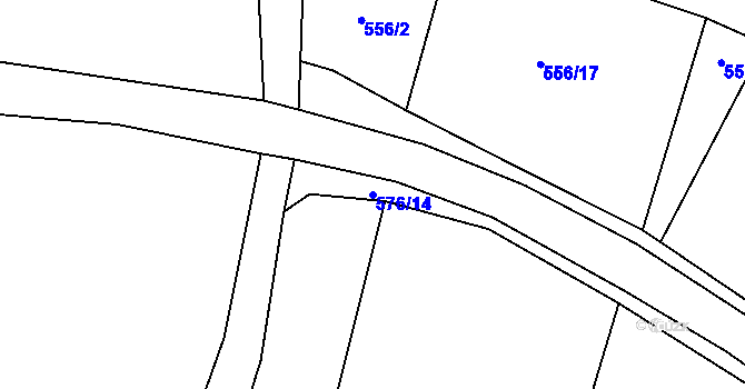 Parcela st. 576/14 v KÚ Žleby, Katastrální mapa