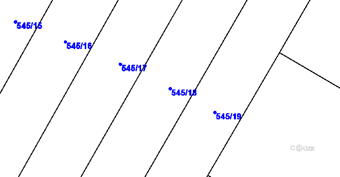 Parcela st. 545/18 v KÚ Žleby, Katastrální mapa