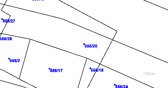Parcela st. 556/20 v KÚ Žleby, Katastrální mapa