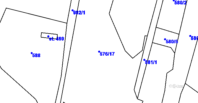 Parcela st. 576/17 v KÚ Žleby, Katastrální mapa