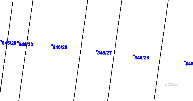 Parcela st. 846/27 v KÚ Žleby, Katastrální mapa