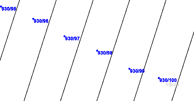 Parcela st. 930/98 v KÚ Žleby, Katastrální mapa