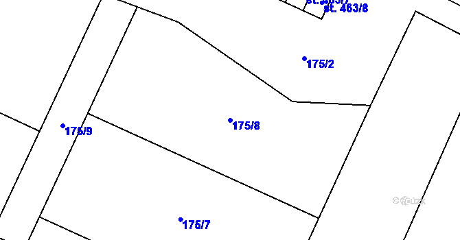 Parcela st. 175/8 v KÚ Žleby, Katastrální mapa