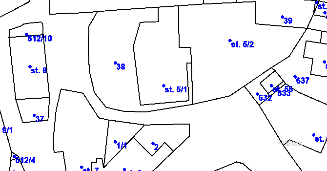 Parcela st. 5/1 v KÚ Žloukovice, Katastrální mapa