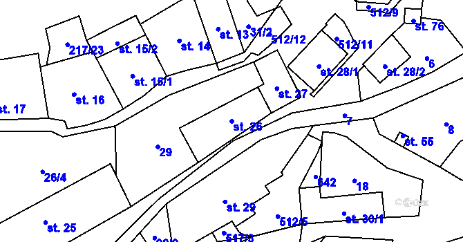 Parcela st. 26 v KÚ Žloukovice, Katastrální mapa