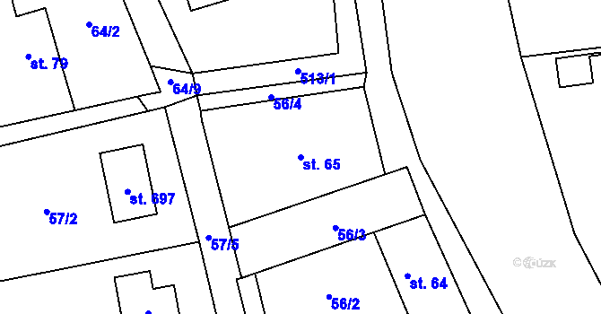 Parcela st. 65 v KÚ Žloukovice, Katastrální mapa