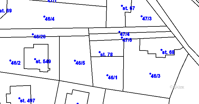 Parcela st. 78 v KÚ Žloukovice, Katastrální mapa