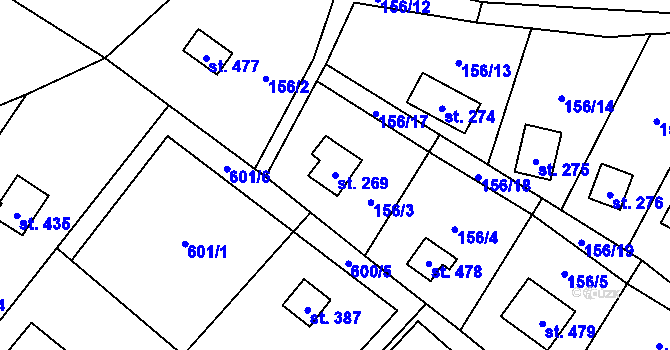Parcela st. 269 v KÚ Žloukovice, Katastrální mapa