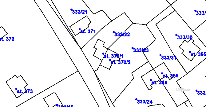 Parcela st. 370/1 v KÚ Žloukovice, Katastrální mapa