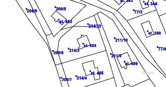 Parcela st. 484 v KÚ Žloukovice, Katastrální mapa