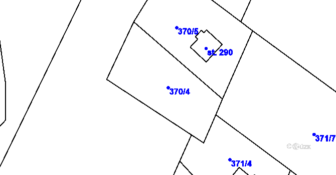 Parcela st. 370/4 v KÚ Žloukovice, Katastrální mapa