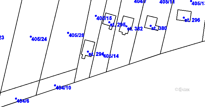 Parcela st. 405/14 v KÚ Žloukovice, Katastrální mapa