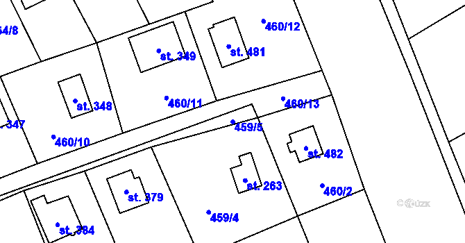 Parcela st. 459/5 v KÚ Žloukovice, Katastrální mapa