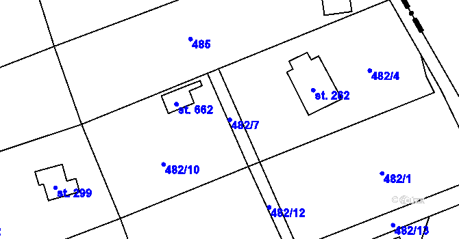 Parcela st. 482/7 v KÚ Žloukovice, Katastrální mapa