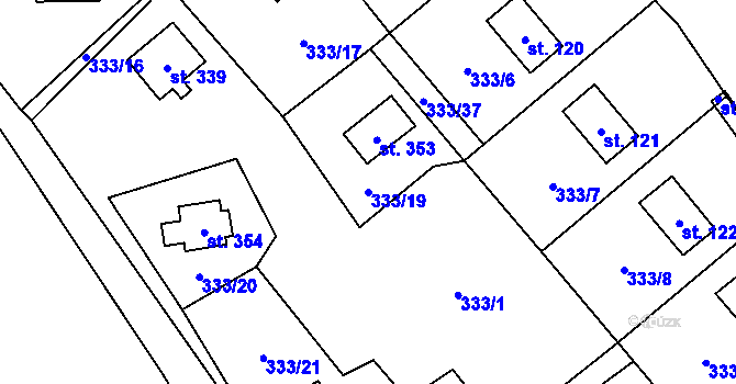 Parcela st. 333/19 v KÚ Žloukovice, Katastrální mapa