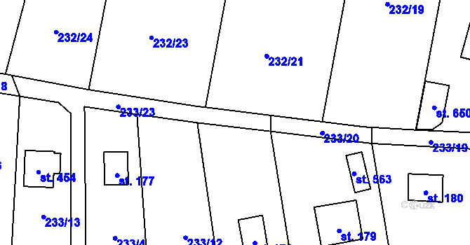 Parcela st. 233/24 v KÚ Žloukovice, Katastrální mapa