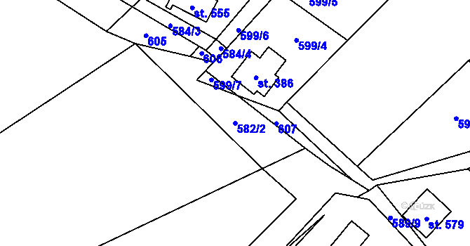 Parcela st. 582/2 v KÚ Žloukovice, Katastrální mapa