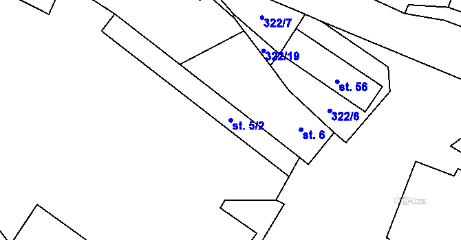 Parcela st. 5/2 v KÚ Kozojedy u Žlunic, Katastrální mapa