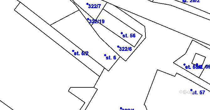 Parcela st. 6 v KÚ Kozojedy u Žlunic, Katastrální mapa