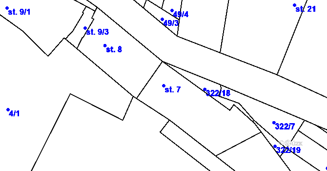 Parcela st. 7 v KÚ Kozojedy u Žlunic, Katastrální mapa